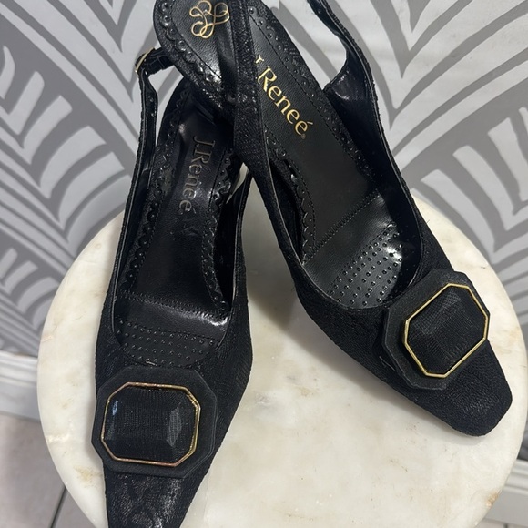 J.Renee Women's Black Slingback Heels - Picture 2 of 11